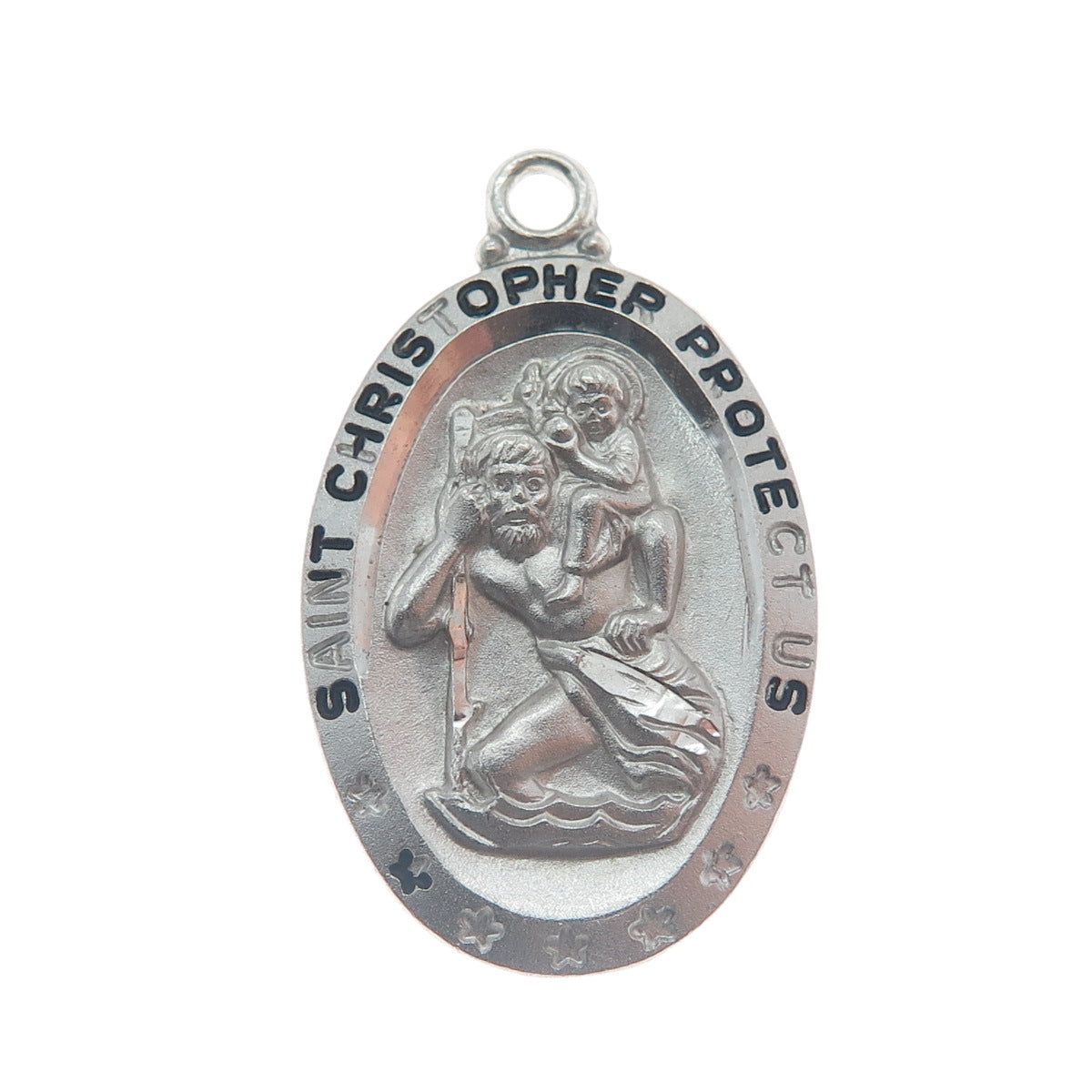 925 Sterling Silver Vintage St. Christopher Medal Religious Pendant