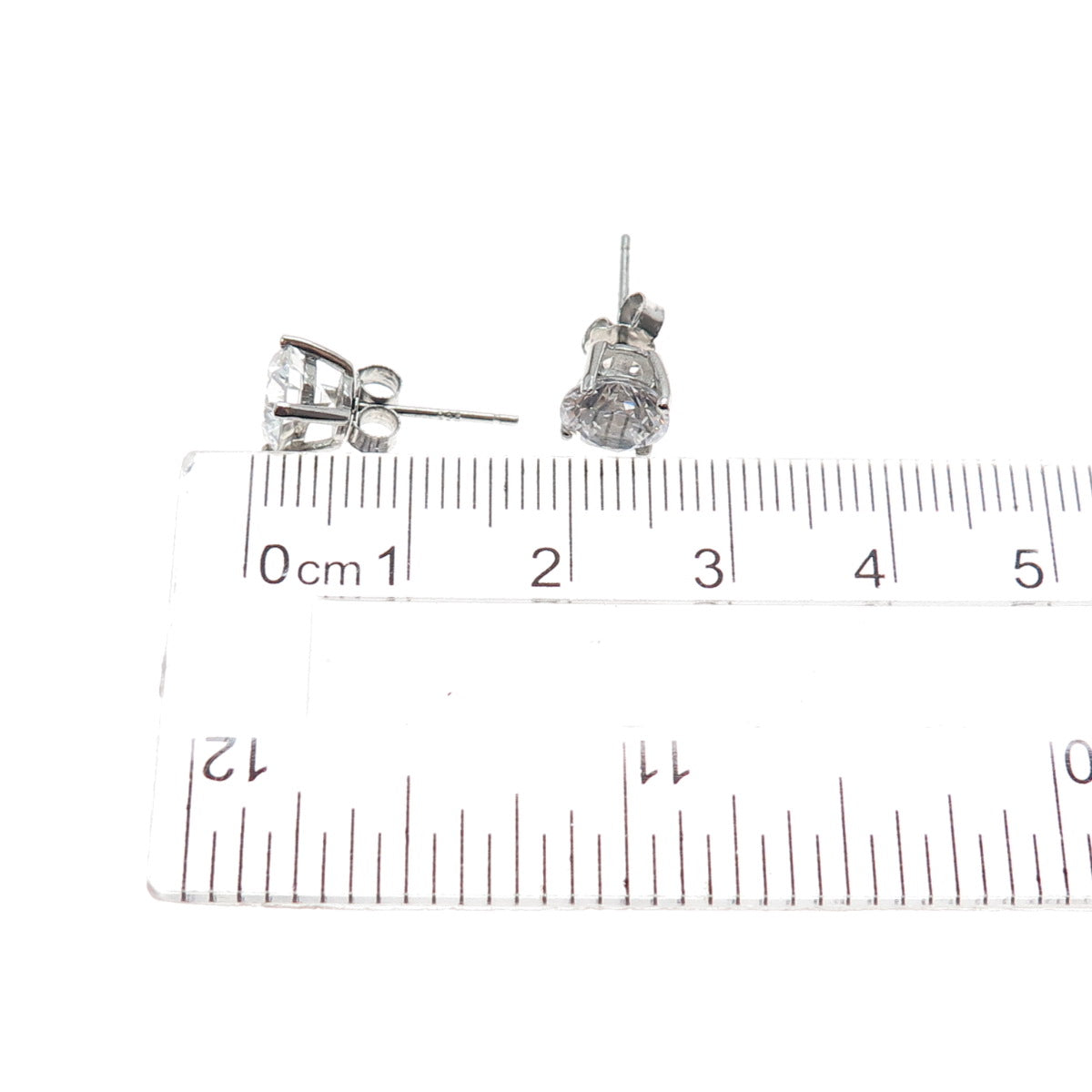 925 Sterling Silver Round-Cut C Z Stud Earrings