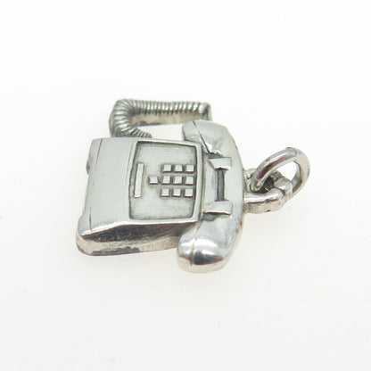 925 Sterling Silver Vintage CTO Retro Phone Minimalist Charm Pendant