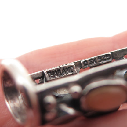 SX Sally C 925 Sterling Vintage Real Black Onyx Abalone Shell MOP Slide Pendant