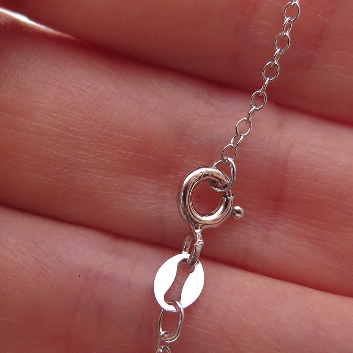 925 Sterling Silver Real Round-Cut Diamond Heart Cable Chain Necklace 18"