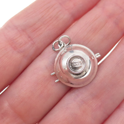 925 Sterling Silver Antique Japanese Chopsticks Bowl Spoon 3D Charm Pendant