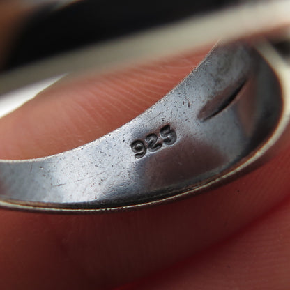 925 Sterling Silver Vintage Modernist Crisscross Oxidized Ring Size 5.75