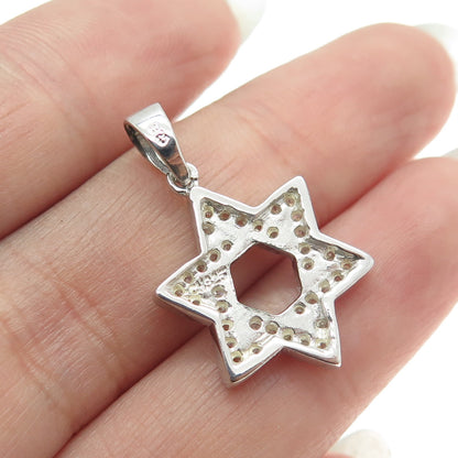 925 Sterling Silver Round-Cut Shaped C Z Star of David Judaica Pendant