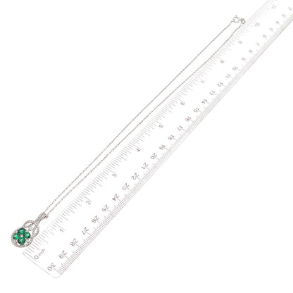 925 Sterling Silver Round-Cut Green & White C Z Cable Chain Necklace 18"