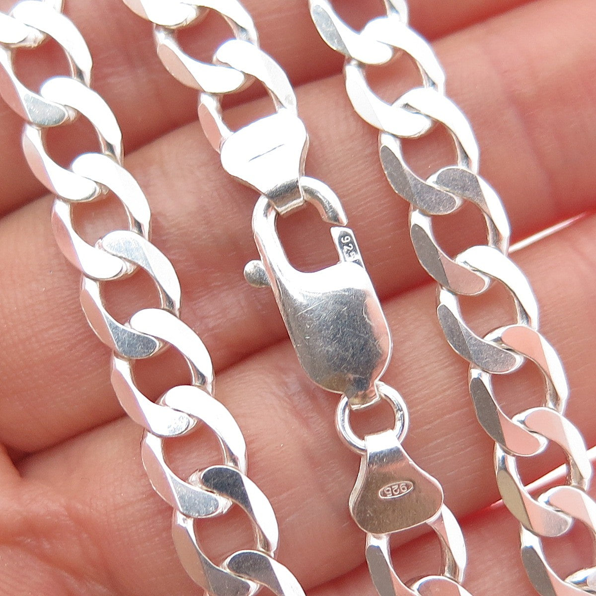 925 Sterling Silver Vintage Italy Curb Chain Necklace 24"