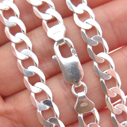 925 Sterling Silver Vintage Italy Curb Chain Necklace 24"