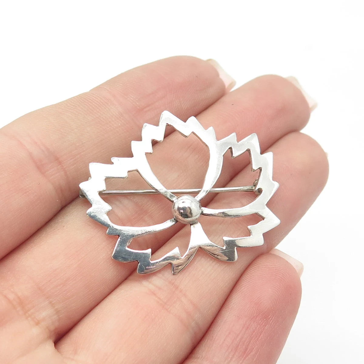 925 Sterling Silver Vintage Leaf Pin Brooch
