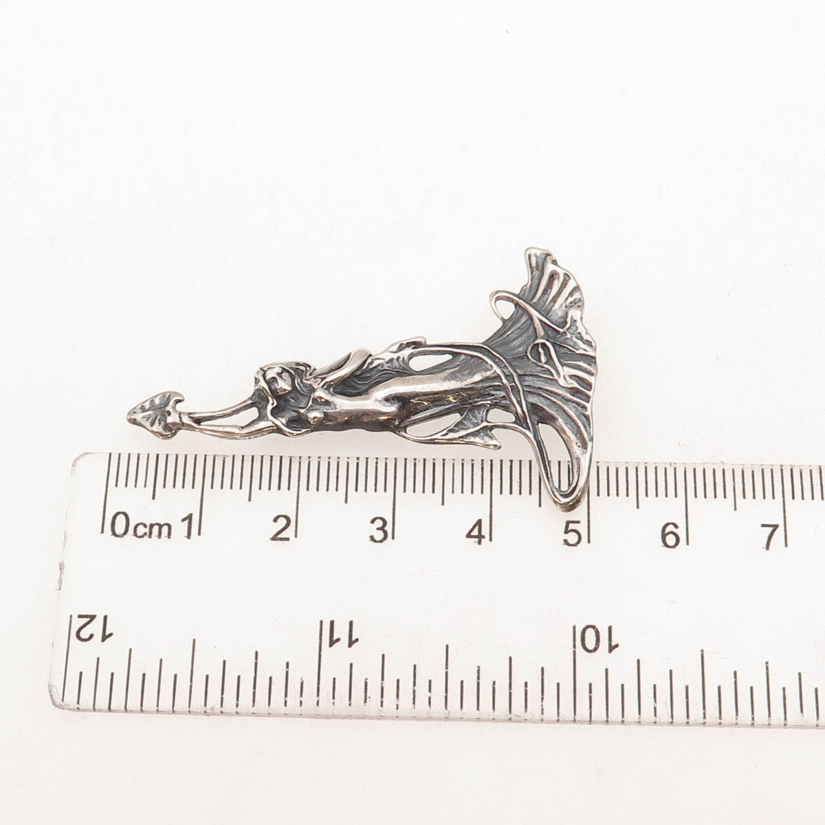 Shube 925 Sterling Silver Vintage Floral Lady Oxidized Pin Brooch