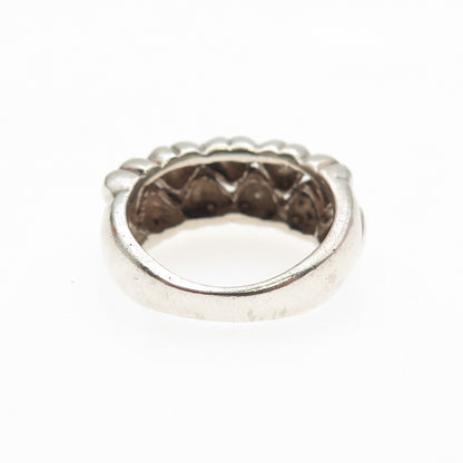 925 Sterling Silver Vintage Modernist Heart Link Oxidized Ring Size 6