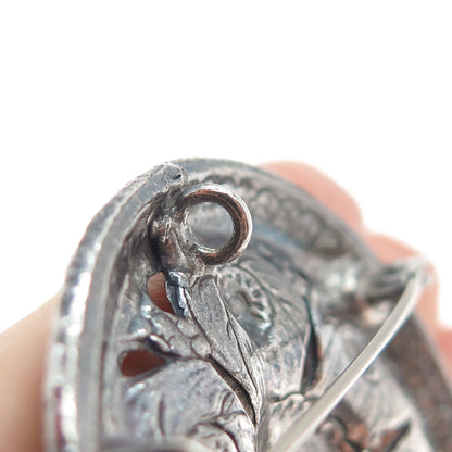 835 Silver Antique Scandinavian King & Cherub Oxidized Pin Brooch