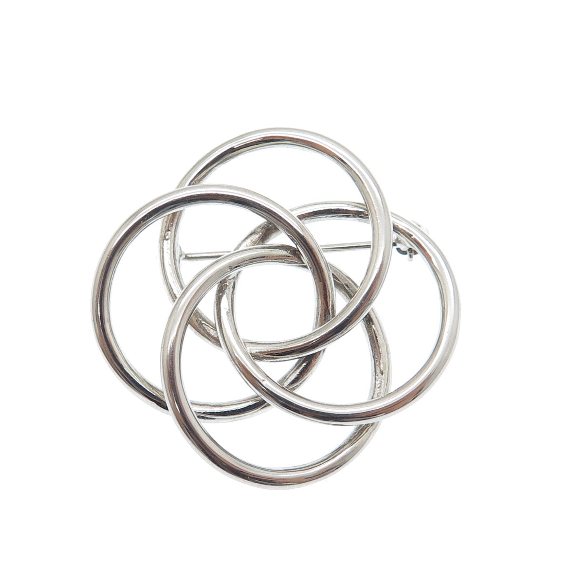 925 Sterling Silver Vintage Celtic Interlocked Circles Pin Brooch