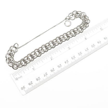 925 Sterling Silver Antique Art Deco Double Rolo Link Bracelet 6.75"