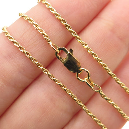 925 Sterling Silver Gold Plated Italy Twisted Rope Chain Necklace 16"