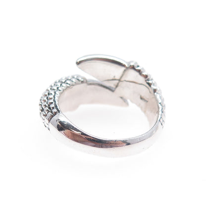 925 Sterling Silver Vintage Dragon Claw Bypass Ring Size 9.25
