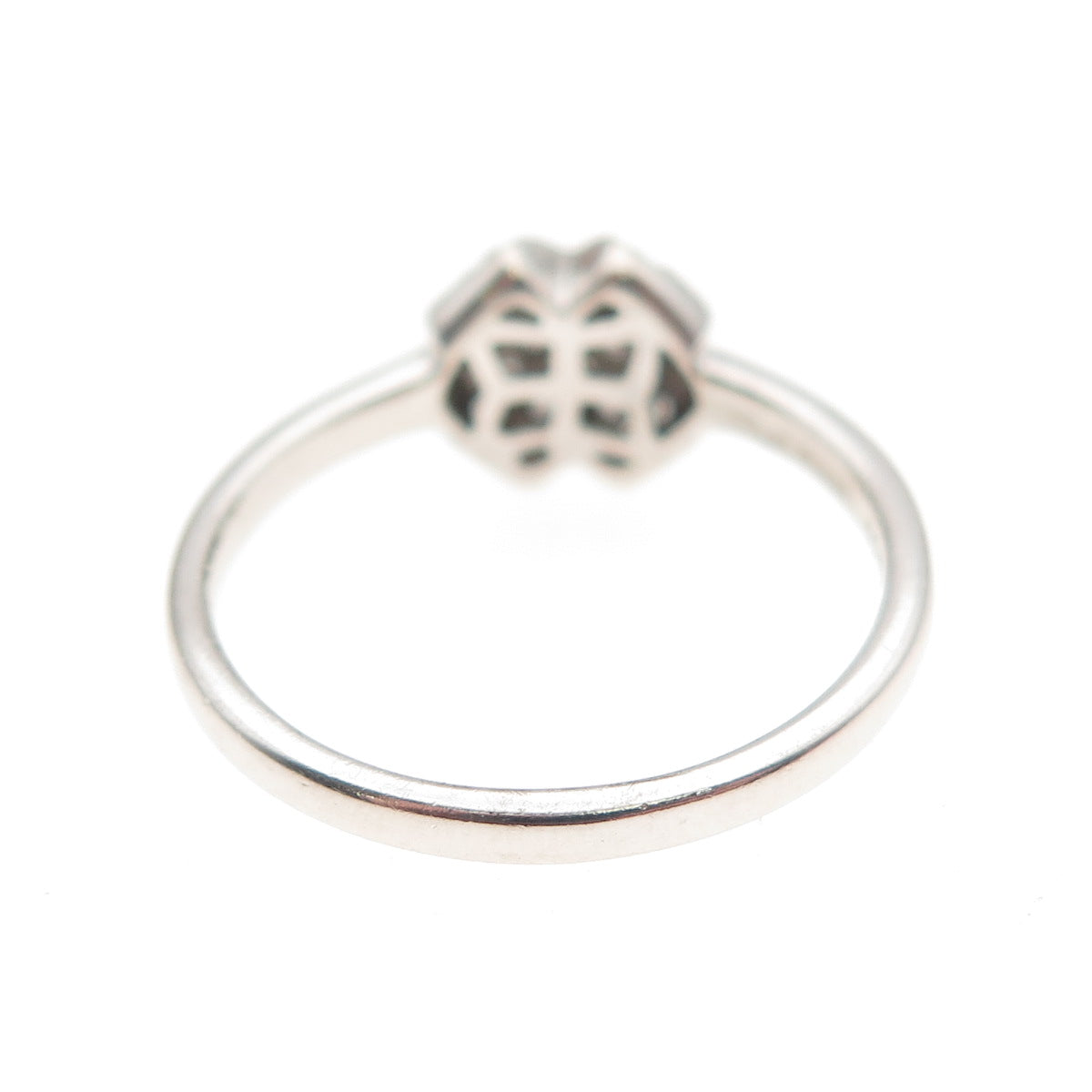 925 Sterling Silver Round-Cut C Z X-Shape Ring Size 6.75