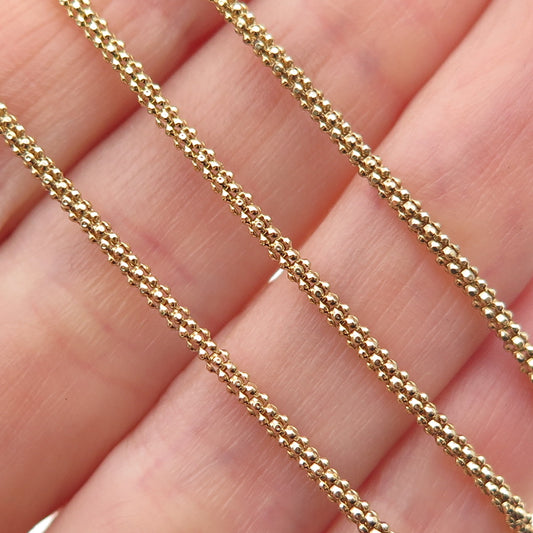 925 Sterling Silver Gold Plated Italy Popcorn Chain Necklace 16"