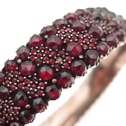 925 Sterling GF Antique Art Deco Bohemian Garnet Bracelet 7" (missing 1 stone)