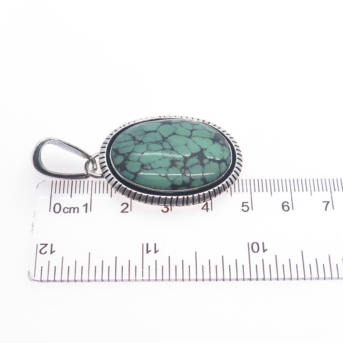 GILBERT DAMON NAVAJO Old Pawn Sterling Silver Vintage Peacock Turquoise Pendant