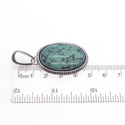 GILBERT DAMON NAVAJO Old Pawn Sterling Silver Vintage Peacock Turquoise Pendant