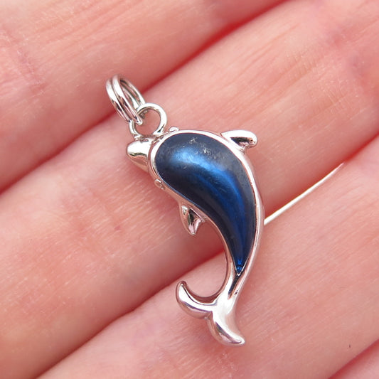 ROSS SIMONS 925 Sterling Silver Vintage Enamel Dolphin Mini Charm Pendant
