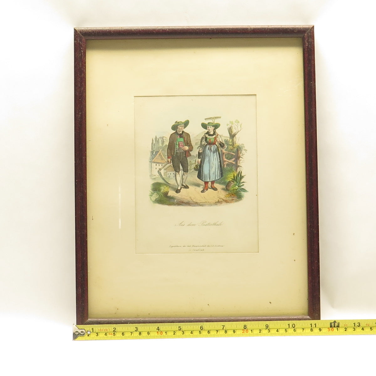 ANTIQUE End XIX Hand-Painted Lithograph Aus dem Pusterthale C.A.Czichna