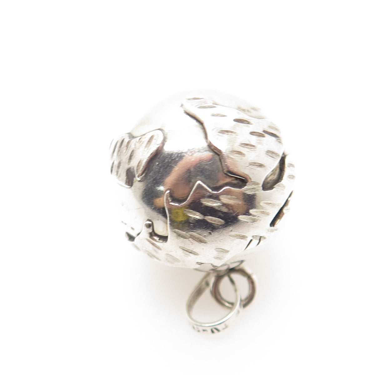 925 Sterling Silver Vintage Mexico Globe Ball Charm Pendant