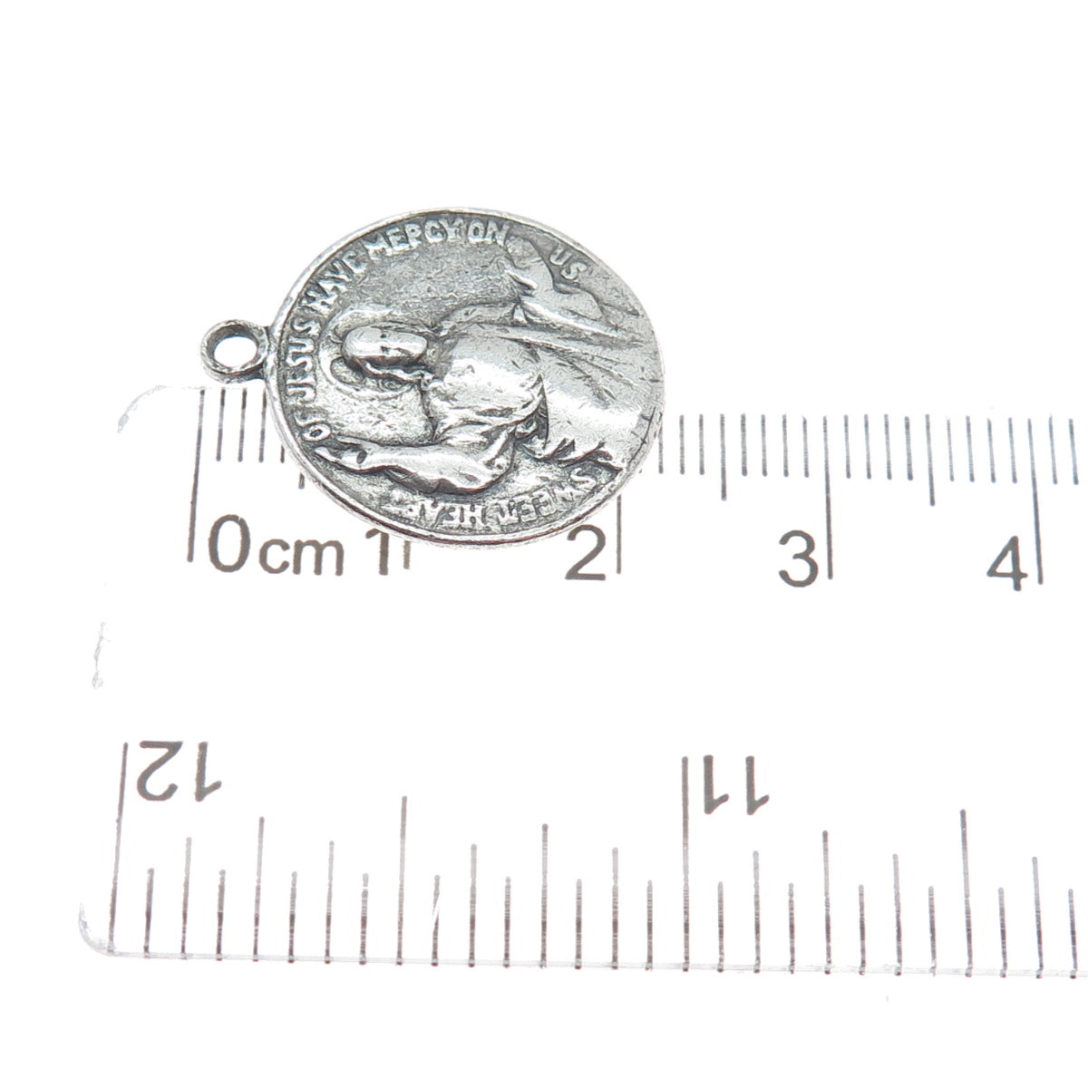 Sterling Silver Antique Jesus & St. Mary Religious Reversible Oxidized Pendant