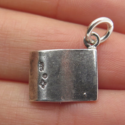 SUN WEST 925 Sterling Silver Vintage Birth Certificate Minimalist Charm Pendant