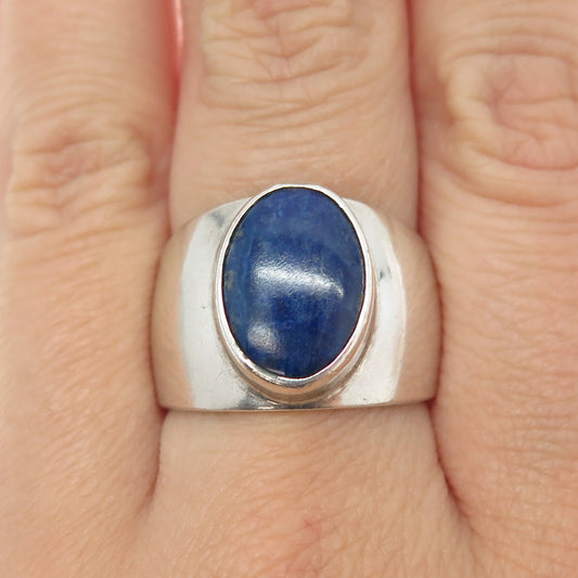 CII 925 Sterling Silver Vintage Mexico Real Lapis Lazuli Gemstone Ring Size 9