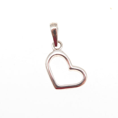 925 Sterling Silver Vintage Open Heart Mini Charm Pendant