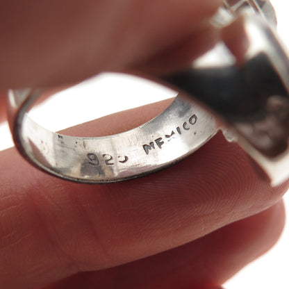 925 Sterling Silver Vintage Mexico Oval-Cut C Z Modernist Bypass Ring Size 8