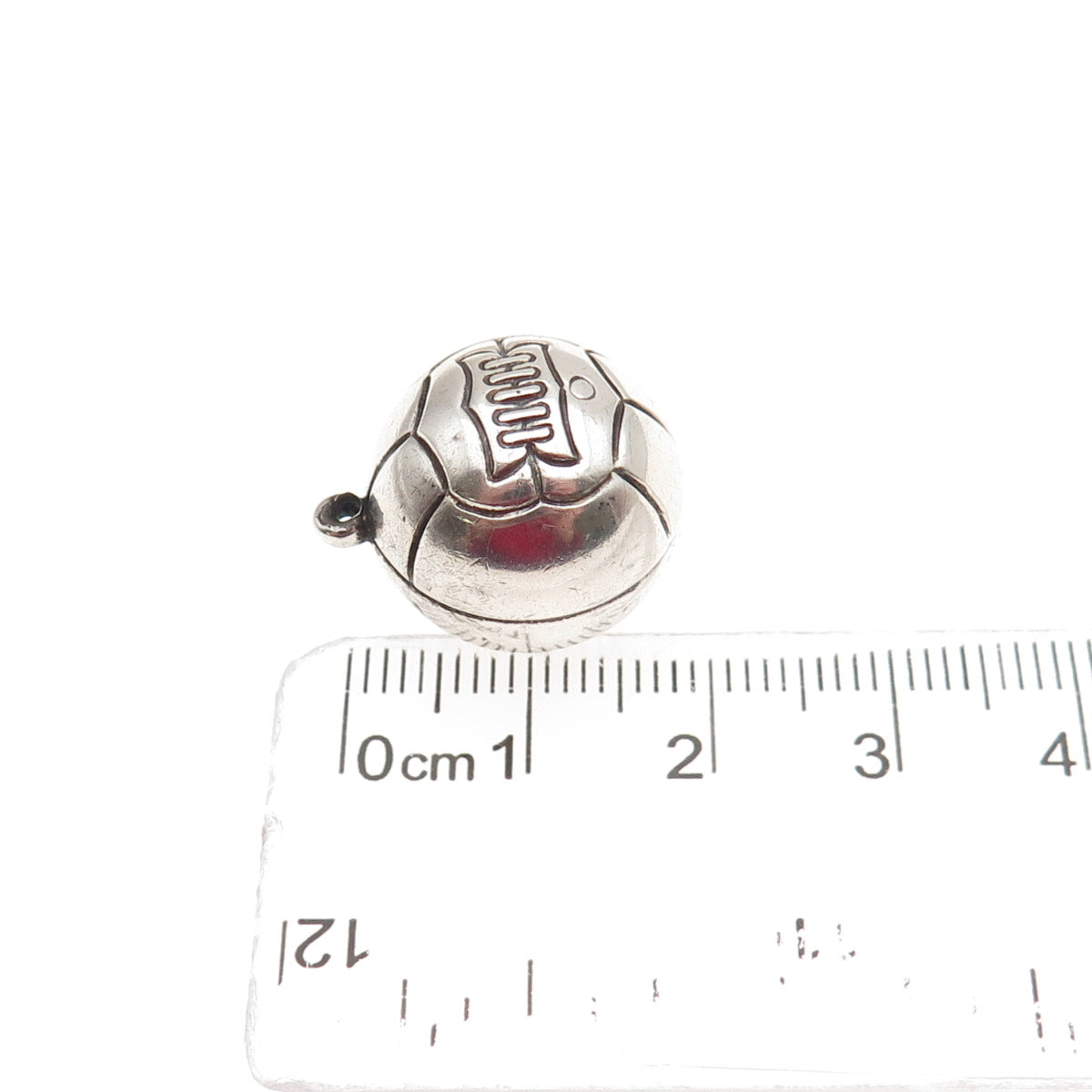925 Sterling Silver Vintage Basketball Ball Oxidized 3D Mini Charm Pendant