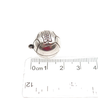 925 Sterling Silver Vintage Basketball Ball Oxidized 3D Mini Charm Pendant
