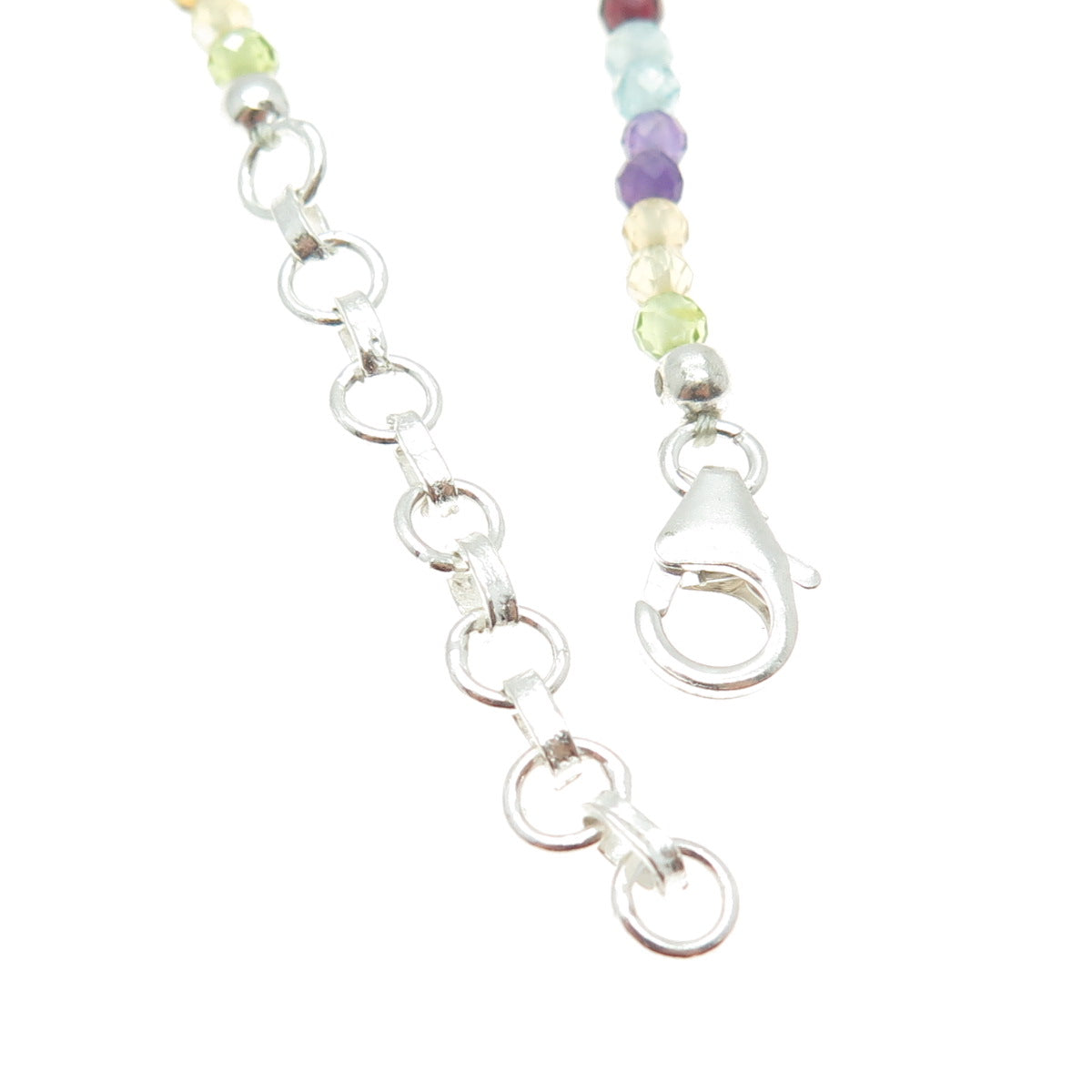 D'JOY 925 Sterling Silver Topaz Amethyst Garnet Peridot Citrine Bracelet 7-7.75"