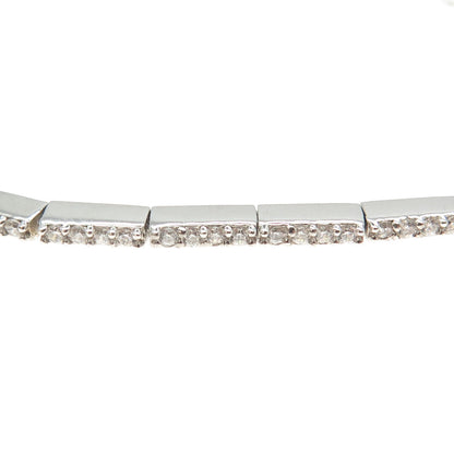 925 Sterling Silver Round-Cut C Z Bar Cable Link Bracelet 7.25"