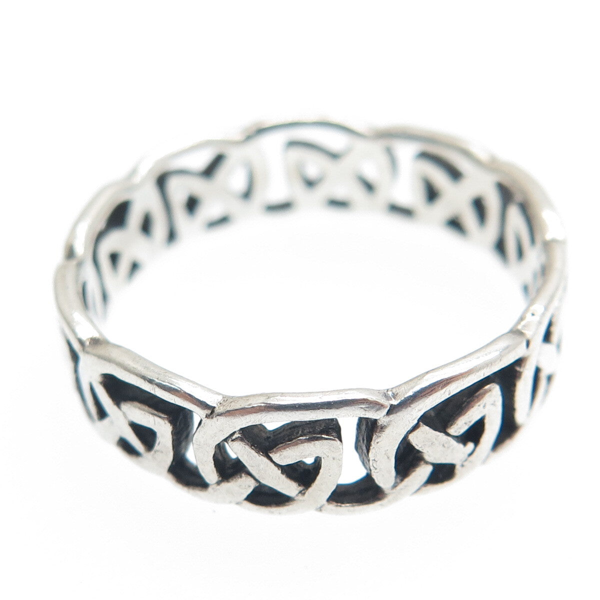 925 Sterling Silver Vintage Celtic Knot Oxidized Band Ring Size 10.5