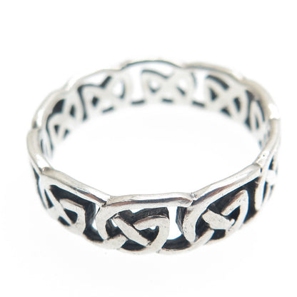 925 Sterling Silver Vintage Celtic Knot Oxidized Band Ring Size 10.5