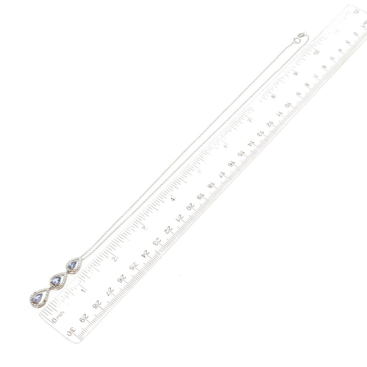 Chuck Clemency 925 Sterling Silver Real Diamond Accent & Tanzanite Necklace 18"