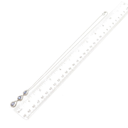 Chuck Clemency 925 Sterling Silver Real Diamond Accent & Tanzanite Necklace 18"