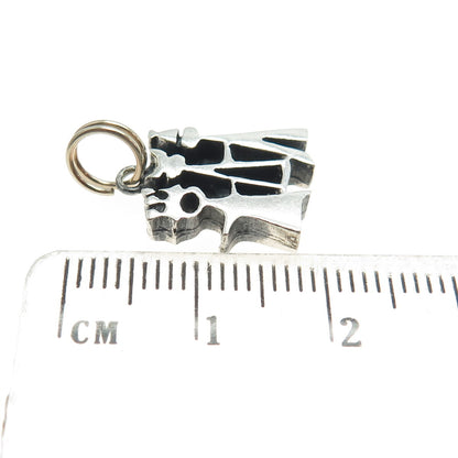 925 Sterling Silver Vintage Tribal Chief Couple Charm Pendant
