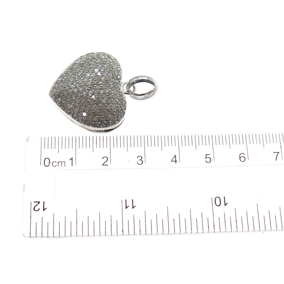 DEE BERKLE 925 Sterling Silver Real Round-Cut Diamond Heart Locket Pendant