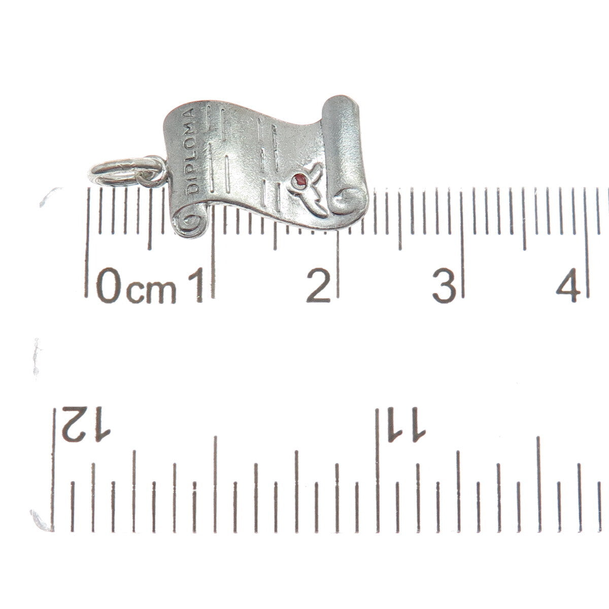 WELLS 925 Sterling Silver Vintage Enamel Diploma Minimalist Charm Pendant
