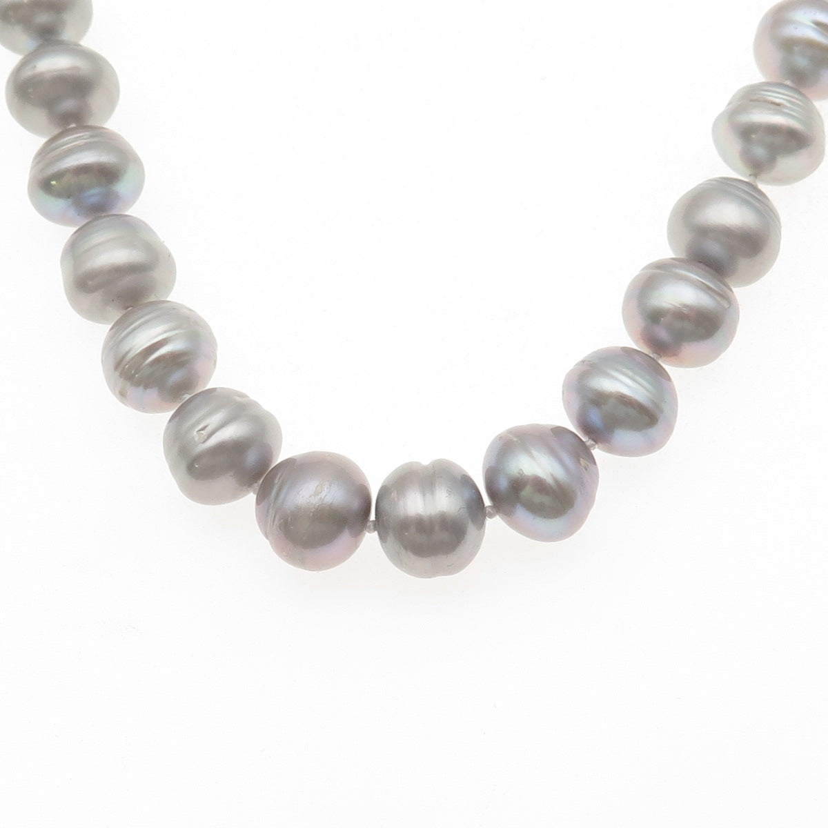 925 Sterling Silver Real Baroque Gray Pearl Beaded Necklace 18"