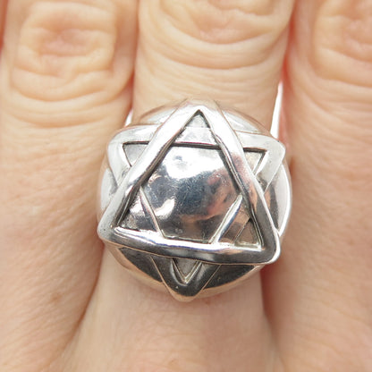 950 Silver Vintage Star of David Adjustable Ring Size 7.5
