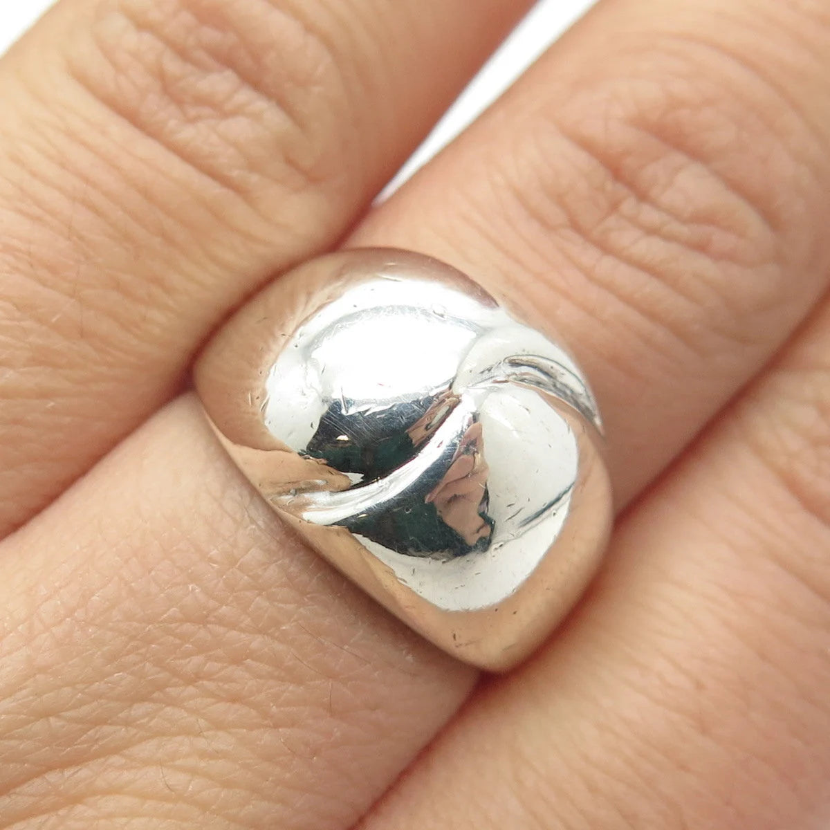 925 Sterling Silver Vintage Ribbed Ring Size 7.75