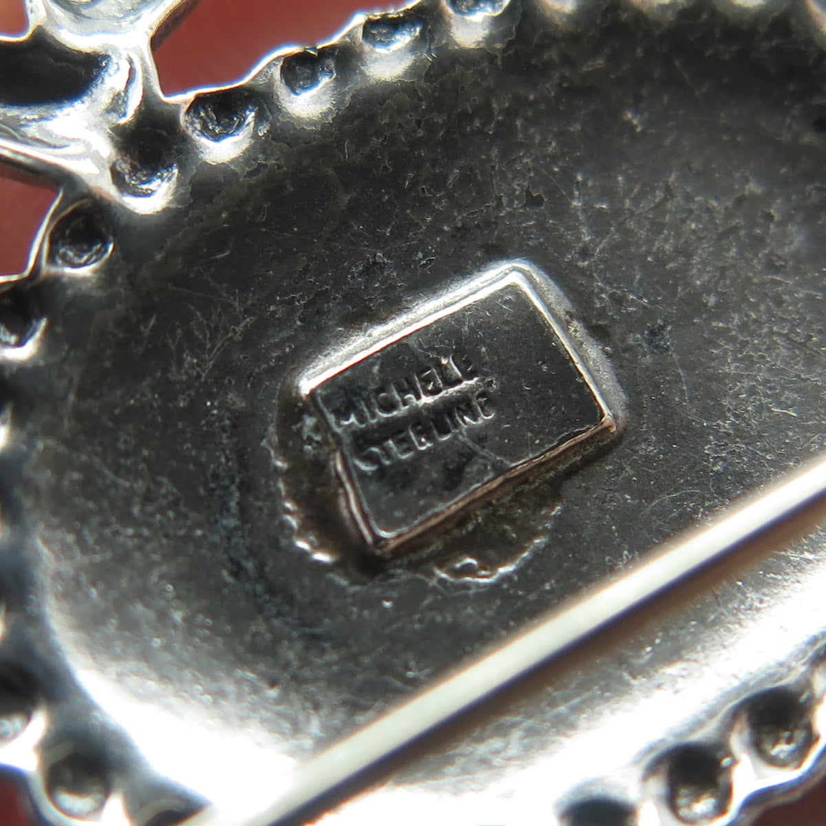 MICHELE 925 Sterling Silver Antique Art Deco Repousse Orante Pin Brooch