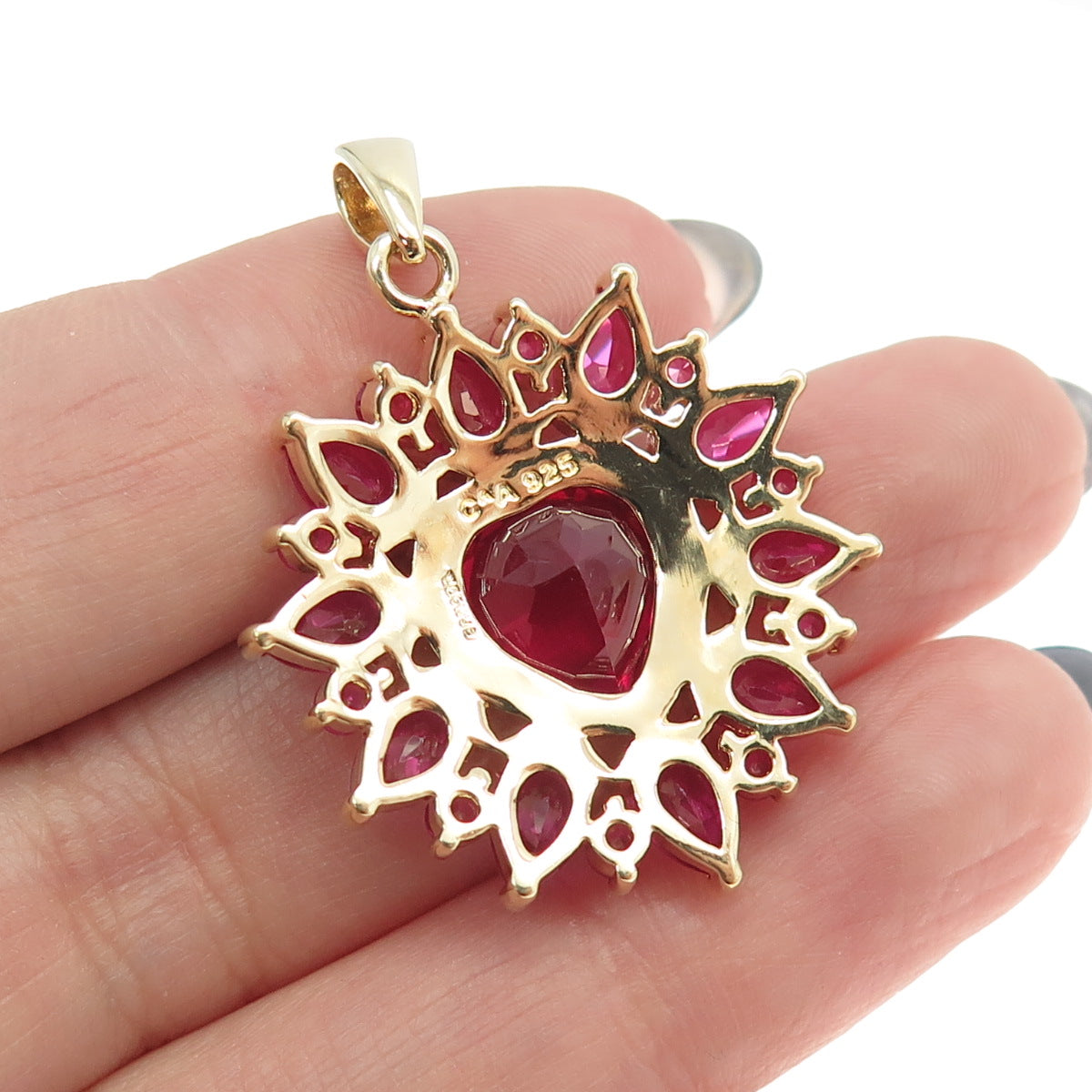 CHATEAU D'ARGENT Sterling Silver Lab-Created Ruby & Pink Sapphire Heart Pendant