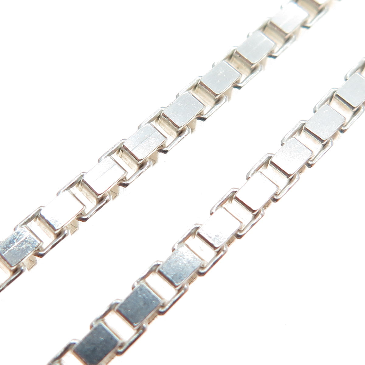 925 Sterling Silver Vintage Italy Box Chain Necklace 20"