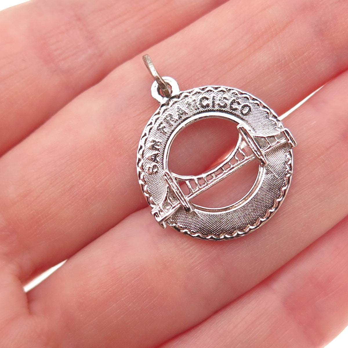 Crea 925 Sterling Silver Vintage SF Golden Gate Bridge Charm Pendant